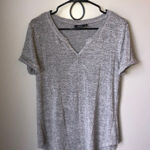 Cut-out V-neck Grey Top